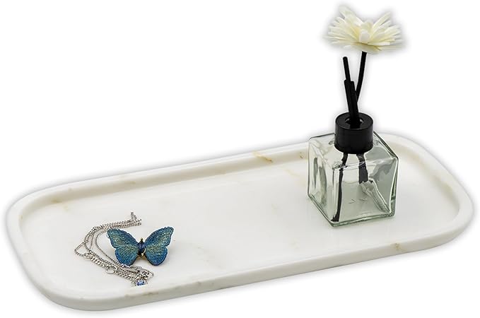 Marmor Marble Perfume Tray Bathroom Tray for Decorative,Candles,Jewelry Stone Vanity Tray,Kitchen Counter Decor and Home Decorative Tray Jewelry Tray Unique Festival Gifts(Calacatta Gold‌)