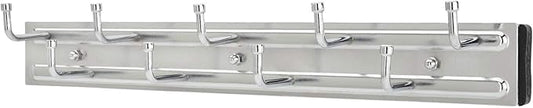 Rev-A-Shelf BRC-14CR 14-Inch Wall Mounted Pullout Closet Belt and Scarf Organization Rack Accessories Holder Hanger with 9 Hooks, Chrome (2 Pack)
