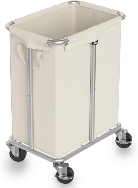 Laundry Basket with Wheels, Rolling Laundry Hamper 170L Large Dirty Clothes Hamper Cart with Metal Frame and Removable Bag, Hampers for Bedroom, Bathroom, and Laundry Room Organization, Beige