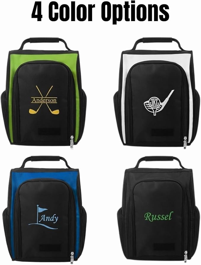 Personalized Golf Shoe Bag for Men and Women – Custom Monogram, 4 Color Options, Golf Accessory Bag and Gift for Golf Lovers and Valentines