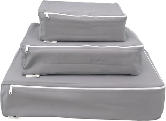 Packing Cubes Bag Pure Canvas Travel Organizers (13"x10"x3") with Durable YKK Zippers for Clothes, Shoes & Luggage Storage (Set of 3 (Medium), Gray)