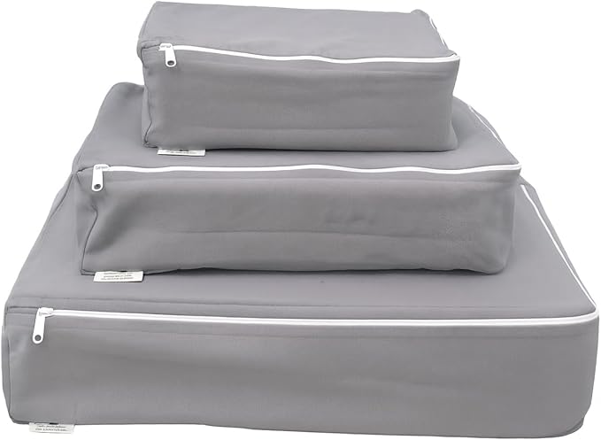 Packing Cubes Bag Pure Canvas Travel Organizers (18"x12"x4") with Durable YKK Zippers for Clothes, Shoes & Luggage Storage (Set of 3 (Large), Gray)