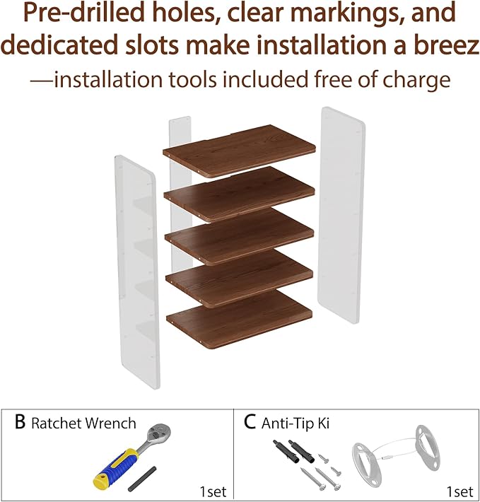 Free Standing Shoe Rack, Closet Shoe Storage Shelves for Entryway Small Space, Garage & Living Room, Wooden Shoe Stand, 5-Tier Modern Shoe Organizer, Solid Wood & Acrylic Frame with Top Shelf