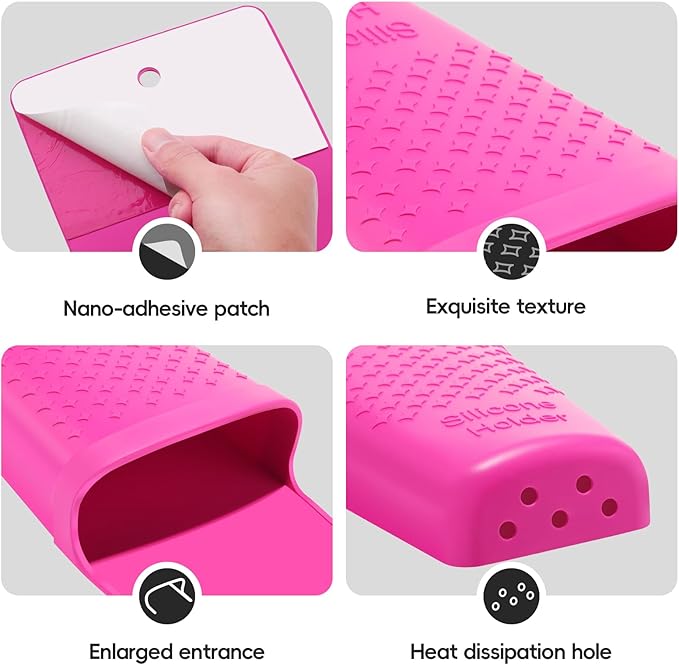 ZAKRA Curling Iron Holder,Heat Resistant Silicone Holder for Flat Iron,Hair Straightener,Hot Hair Tools,Vanity Accessories Organizer.(Hotpink)