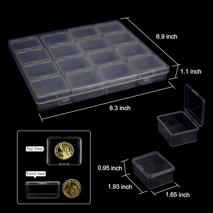 ZIIYAN Bead Storage Containers - 32 Clear Plastic Bead Organizer Boxes with Hinged Lid, Craft Organizers and Storage for Diamond Painting Art, Small Parts, Jewelry Charms