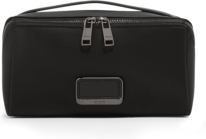 TUMI - Voyageur Dallas Cosmetic Bag - Lay-Flat Travel Makeup Organizer - Packable Travel Kit - Black with Gunmetal Hardware