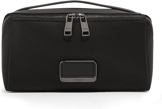 TUMI - Voyageur Dallas Cosmetic Bag - Lay-Flat Travel Makeup Organizer - Packable Travel Kit - Black with Gunmetal Hardware