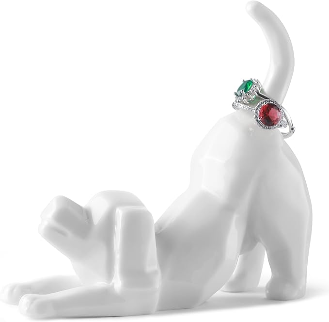 PUDDING CABIN Dog Mom Ring Holder Stand - Wedding, Birthday, Christmas, Valentine's Gift for Women/Men - Figurine for Office Room Decor - Loss of Pet Sympathy