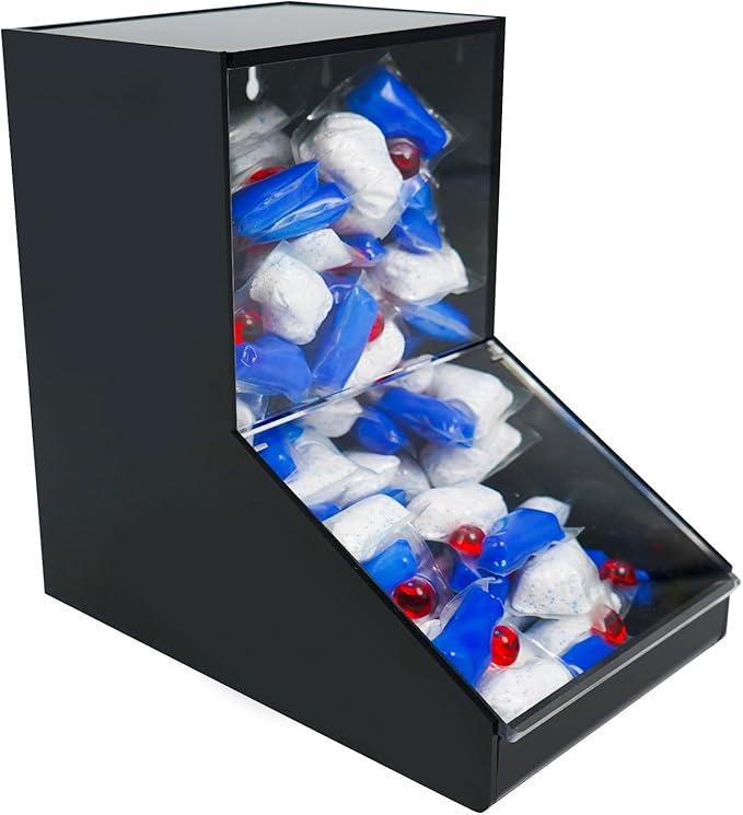 Dishwasher Pods Container Acrylic Dishwasher Pod Holder with Lids,Wall Acrylic Container for Dishwasher Pods Candy Laundry Pods,Clear Dishwasher Pods Container Under Sink Kitchen,Black