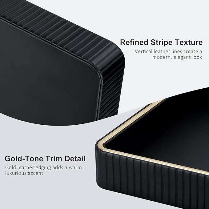 GORESE Leather Valet Tray Nightstand Organizer, Square EDC Trays for Colognes Wallet Sunglasses, Key Dish Catch All Bowl Desk Tray, Gift for Men & Women, Black(9.3'' × 9.3'')