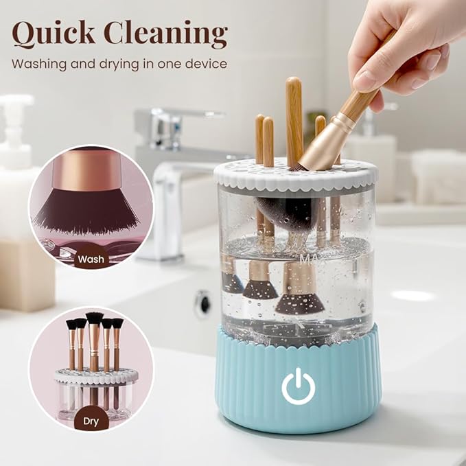Electric Makeup Brush Cleaner Machine, 2026 New Automatic Spinning Make Up Brush Washer Portable Makeup Brushes Cleanser for All Size Beauty Makeup Brushes (Pink)
