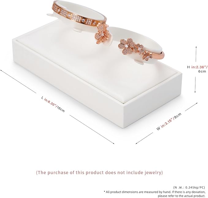Bangle Stand PU Leather Display Holder 2 Slot Organizer White Jewelry Showcase