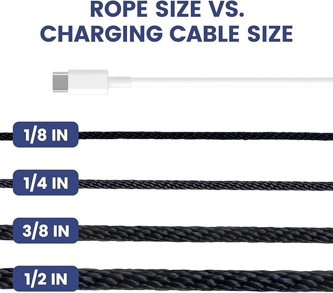 MERIANE Black Nylon Rope 1/8inch 100FT – Multipurpose Solid Braided Rope – Ideal Use for Camping, Clothesline, Marine, Flag Line – Abrasion & UV Resistant – Shock Absorption Rope for Indoor Outdoor