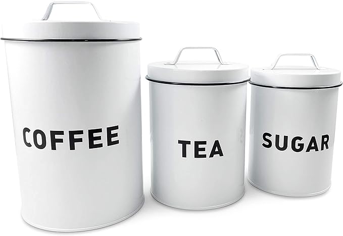 Claimed Corner Metal Storage Canisters and Containers for Home and Kitchen Organization, Function, and Decor (Canister Set)