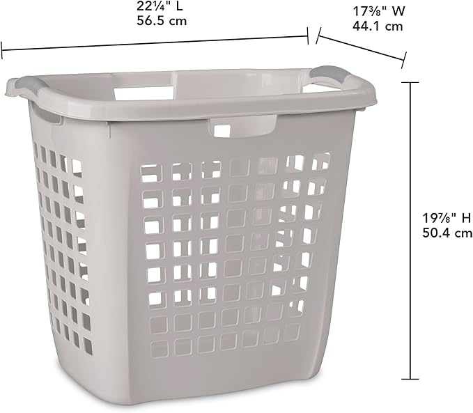 Sterilite 4-Pack Ultra Easy Carry Laundry Basket, Plastic Clothes Hamper Bin w/Comfort Grip Handles & Reinforced Rim, 2.1 Bushel Capacity, Grey Pumice