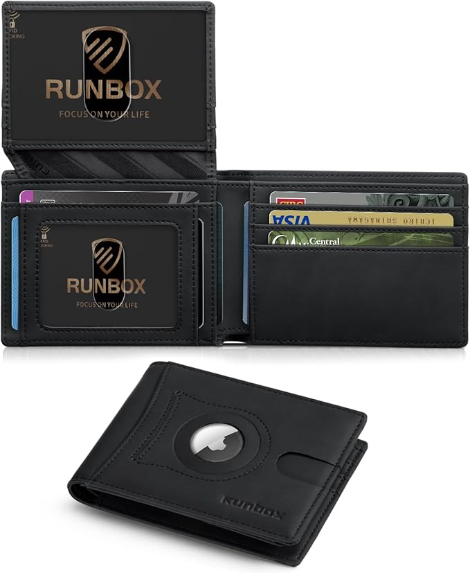 RUNBOX Wallet for Men Slim Rfid Leather 2 ID Window With Gift Box | Slim, Rfid, 2 ID Window, With Gift Box, Slim, Rfid