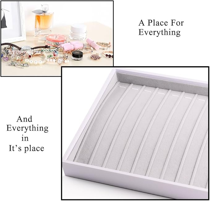 Oirlv Velvet Stackable Jewelry Trays Necklace Display organizer Storage Tray(13 Grids Necklace)