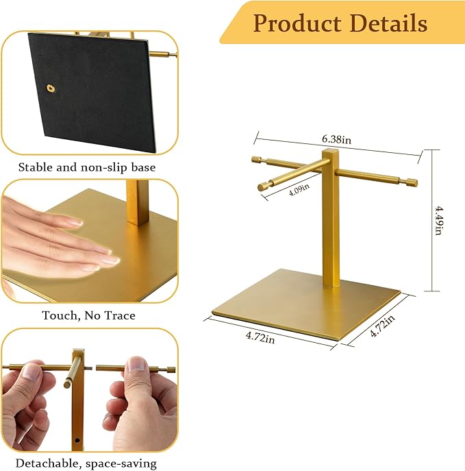 1-Tier Eyeglasses Holder, Titanium Brushed Sunglass Display Stand, Gold Eyeglass Stand, Eyeglass Holder for Nightstand（PATENT PENDING