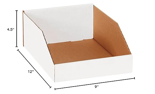 Box USA BBINMT912 Open Top Bin Boxes, 9" x 12" x 4 1/2", Oyster White (Pack of 50)