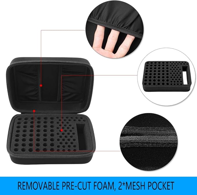 Comecase Battery Organizer Storage Box Case Holder for 48 x AA, 48 x AAA Total 96 Batteries with Battery Tester, Extra 2 Pockets for Other Accessories