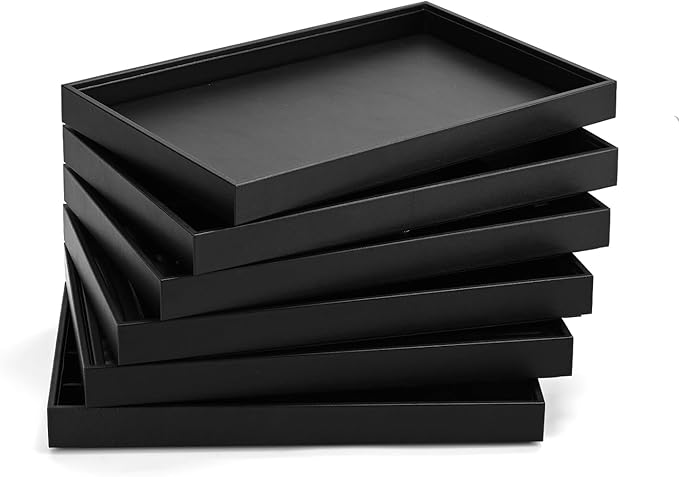 Black Leather Jewelry Trays Jewelry Drawer Organizer Trays For Ring Necklace Bracelets Watch Perfume Organizer Tray(Black)