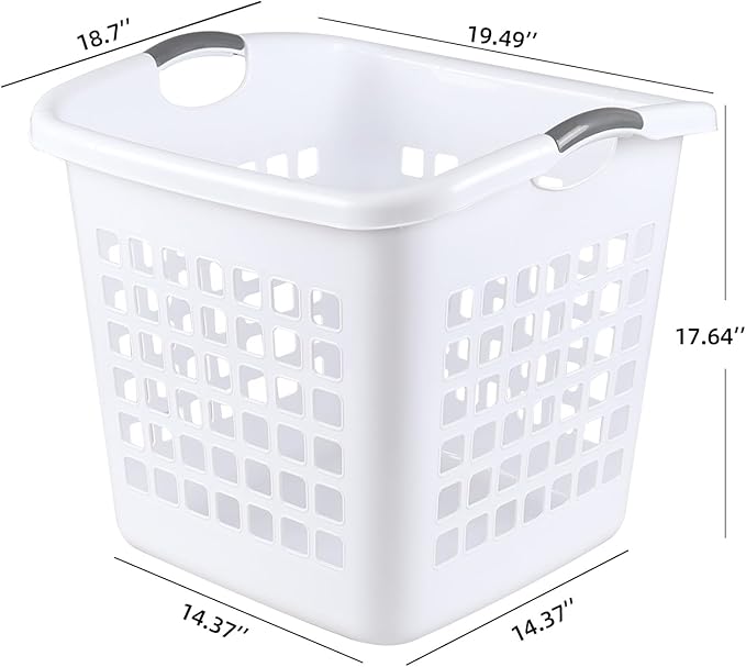 Anbers 4-Pack 72L Large Plastic Laundry Hamper Basket, White Dirty Clothes Storage Hamper