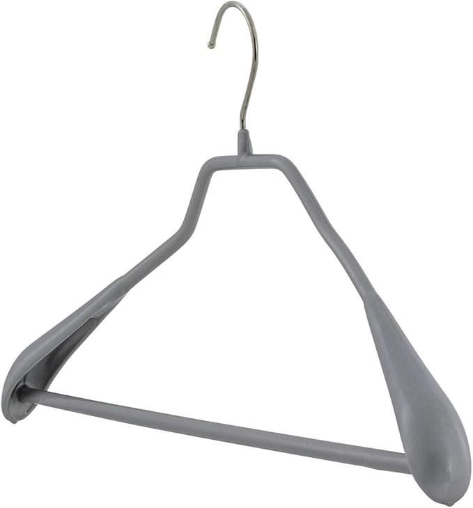 Mawa by Reston Lloyd BodyForm Series Non-Slip Space-Saving Clothes Hanger with Bar For Pants, 16 1/2", Style 42/LS, Set of 5, Silver