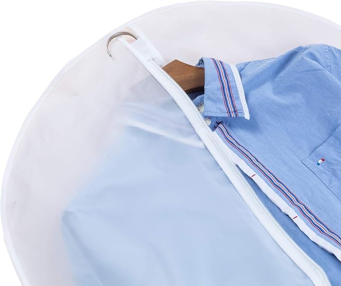 12 Pack Shirt Garment Bags (24x36") - Dustproof Short Suit Covers - Durable PEVA Closet Bags with Sturdy Zipper for Blouses, Jackets, Sweaters & T-Shirts (Translucent)