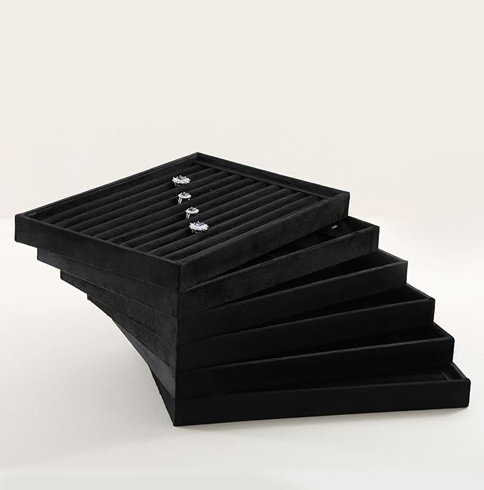 Valet Tray For Men, Velvet Jewelry Display,Premium Flat Catch All Trays,Luxury Mens Valet Tray,Black Jewelry Drawer Organizer