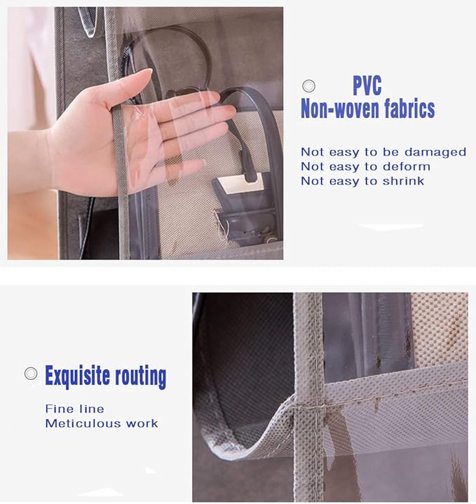 AARAINBOW 1 Pack Hanging Handbag Purse Organizer for Closet, Womens Purse Storage Organizers, Hand Bag Organizer Holder, 8 Pockets Space Saving Wardrobe Purse Holder, 41 L x 13.5W (B-Pink)