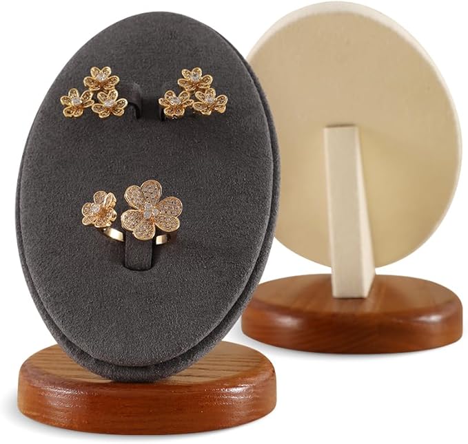 Ring Holder, Small Jewelry Stand,Wooden Earring Holder,Premium Ring Display,Luxury Earring Stand,Grey Jewelry Display for Vendor