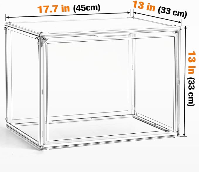 1 Pack XXX-Large Clear Tall Boot Storage Box 17.7''x13''x13'' Acrylic Display Case with Magnetic Lid Handbag Organizer Clear Storage Bins for Trophy, Helmet, Tall Boots, Figure Collectibles