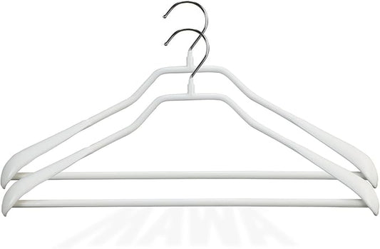 Mawa by Reston Lloyd BodyForm Series Non-Slip Space-Saving Clothes Hanger with Bar For Pants, 16 1/2", Style 42/LS, Set of 2, White