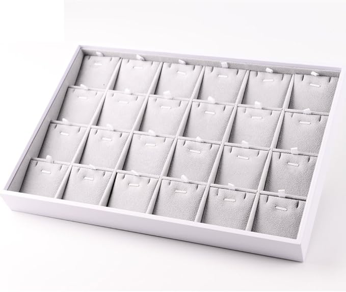 Oirlv Velvet Stackable Jewelry Trays Pendant Display Organizer Storage Tray (24 Grids Pendant)