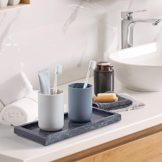 Luxury Natural Small Marble Tray for Bathroom Vanity and Kitchen Sink, Stone Countertop Organizer for Soap Dispenser, Jewelry, Perfume, Candle, Ring, Home Decor, Non-Resin Non-Ceramic