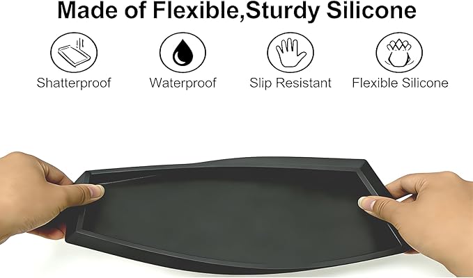 Bloss Vanity Tray with Soap Dish-15.7" Silicone Tray for Bathroom/Kitchen Counter,Sink Vanity Trays with Soap Holder, Toilet Tank Tray, Great Counter Trays for Jewelry Candle Key Jewelry Perfume