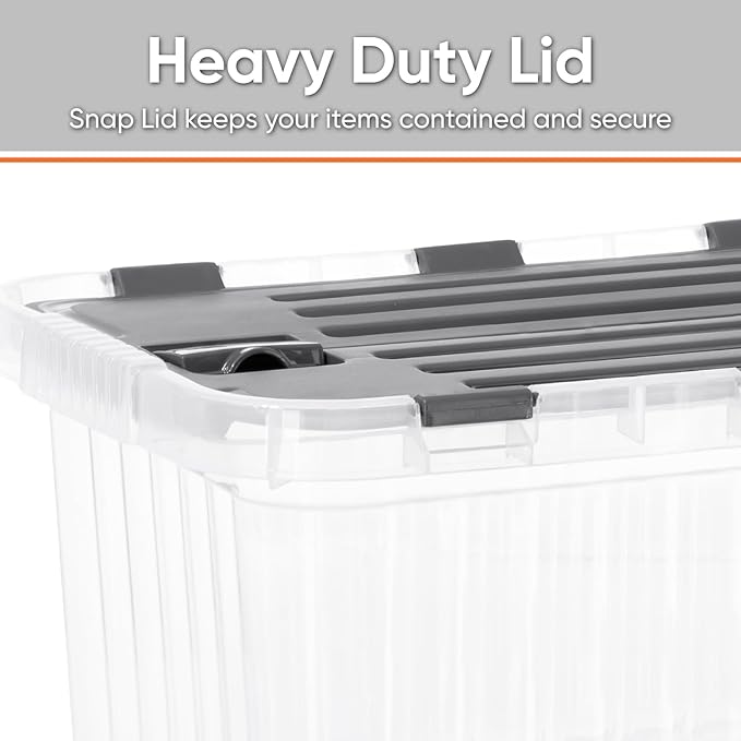 Superio 26 L Deep Storage Container with Hinged Lid 27.5 Quart (6 Pack)