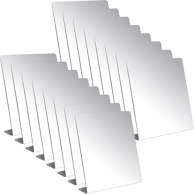 Amyhill 16 Pcs Counter Top Mirror Freestanding Mirror Single Sided Acrylic Desk Glass for Tabletop Bedroom Office Bathroom Home Dorm (8.5 x 9 Inch)