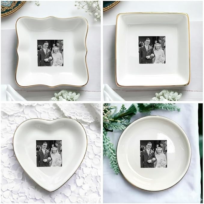 Chillever Custom Photo Ring Dish, Personalized Jewelry Holder, Picture Trinket Tray, Engagement Gift for Her, Wedding Keepsake Jewelry Dish, Memorial Gifts, Custom Couple Portrait Keepsake 1