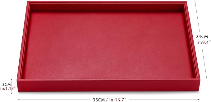 Red Leather Jewelry Tray Stackable Jewelry Display Tray Jewelry Drawer Organizer Tray Necklace Bracelet Tray for Necklace Bracelet Ring Watch Display Storage (Red)