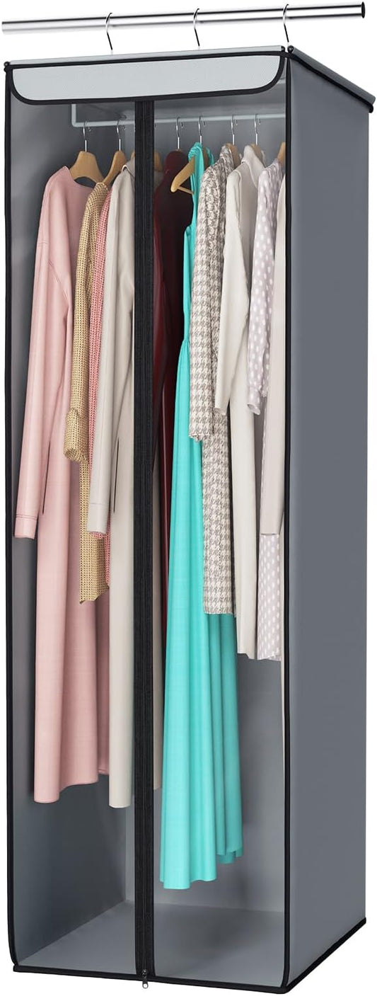 Univivi Garment Bags for Hanging Clothes, Large Clothes Storage Bags Closet Organizer with Clear Window, Premium Hanging Garment Storage Bag for Suits, Coats, Dresses, 54"