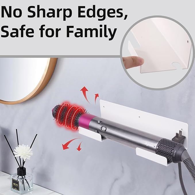 Straightener Holder, 2-Pack Stainless Steel Hair Tool Organizer, Hair Dryer Holder Wall Mount for, Adhesive Curling Iron holder, Straightener Storage for Bathroom White