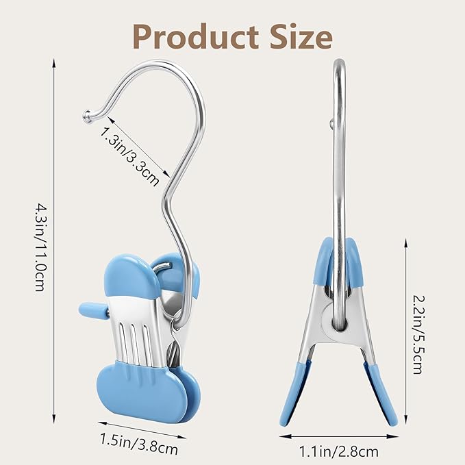 POZEAN Wider Leggings Hangers for Closet 20 Pack, Metal Pants Hangers with Clips, Non-Slip Skirt Boot Jeans Hanger, Stackable Closet Organizer Space Saving Blue