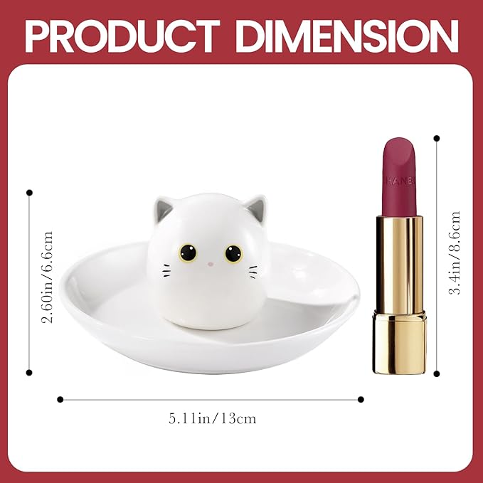 Cat Mom Gifts for Women, Kitty Cat Ring Holder for Jewelry, Jewelry Tray Dish Rings Bracelets Earrings Trinket Tray, Mother's Day Birthday Wedding Christmas Gifts