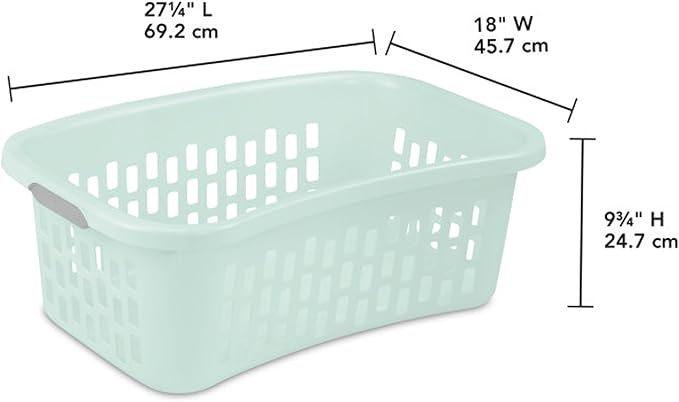 Sterilite 6 Pack HipHold Laundry Basket, Plastic Rectangle Clothes Hamper with Comfort Grip Handles & Reinforced Rim, 1.5 Bushel Capacity, Mint