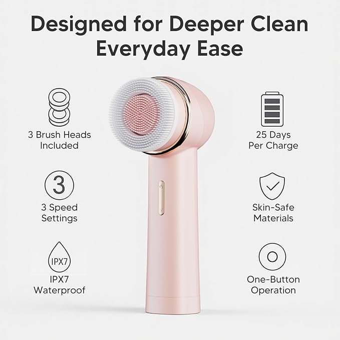 Double Directional Rotating Teenage Cleansing Brush, deep Pore Cleaning Rechargeable Waterproof Cleansing Brush, Trendy Stuff Valentine's Day Gifts