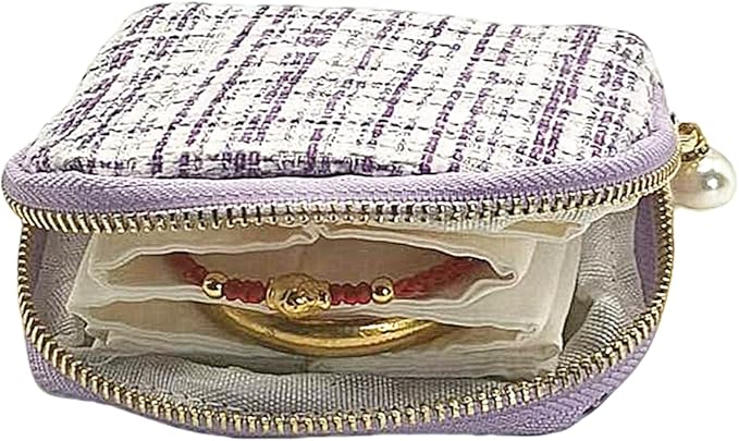 Small Travel Jewelry Case - Jewelry Travel Organizer Bag with Tassel Zipper for Bracelets, Necklaces, Bangles, Jewelry Organizer Storage Bag Gift for Women Girls - LJB002-Purple