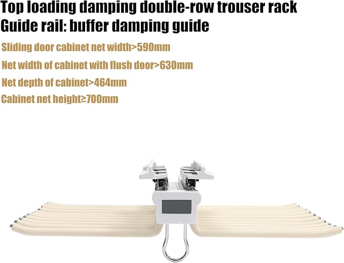 Pull Out Pants Rack, 22 Arms Pants Organizer for Closet Tie Scarf Display Wardrobe Slide Out Trousers Rack Clothes Storage Organizers for Space Saving and Storage 23.2 x 18.1inch (Beige)