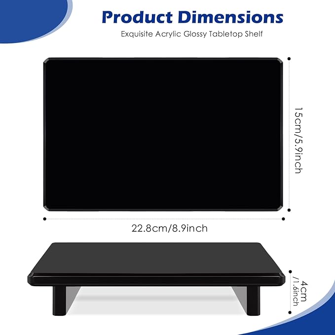 Acrylic Black Bathroom Tray 2-Pack – Multi-Purpose Kitchen & Bath Counter Organizer, Waterproof Soap/Sponge/Brush Holder, Plant & Candle Display Riser, Compact Tray 9 x 5.9 x 1.5 inches