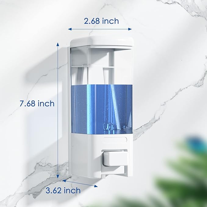 Manual Soap Dispenser, 17oz/500ml Wall Mount Soap Pump, Large Capacity Kitchen Bathroom Hand Soap Dispenser, Commercial Refillable Shampoo Shower Gel Lotion Dispenser, White